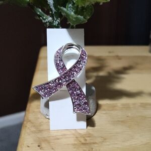 Elegant Pink Ribbon Brooch